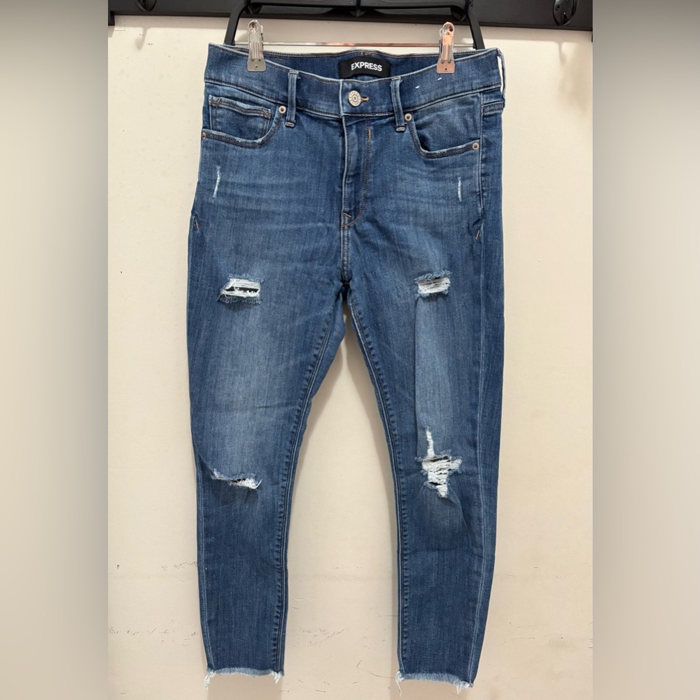 Express Cropped Skinny Jeans - Blue